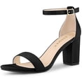 thumbnail image 1 of Sandalias de tacón grueso Allegra K con correa en el tobillo y hebilla para mujer negro EE. UU. 8.5, 1 of 6