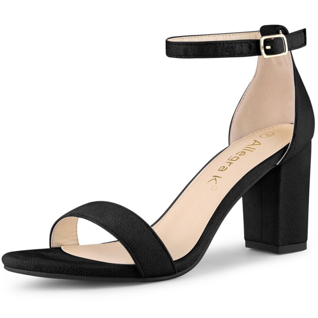 Sandalias de tacón grueso Allegra K con correa en el tobillo y hebilla para mujer negro EE. UU. 8.5