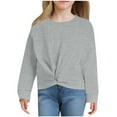 thumbnail image 4 of TFEOQRY Children Girls Hoodless Sweatshirts Shirt Long Sleeved Printed T-Shirt Solid Color Round Neck Top, 4 of 8