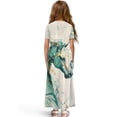 thumbnail image 2 of Uourmeti Girls Elegant Maxi Dress, Green Horse Printed Short Sleeves Dress with Pockets Summer Long Holiday Dresses, Size 13-14 Years, 2 of 7