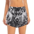 thumbnail image 2 of Gukieu Monochrome Deer Floral Print Women's Sports Shorts with Drawstring Elastic Waistband for Running, Yoga, Fitness-X-Large, 2 of 7