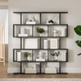 thumbnail image 3 of DIYART Black 5-Tier Geometric Bookcase, S-Shaped Modern Bookshelf set of 2, 5 Tier Bookshelf for Living Room, 3 of 7