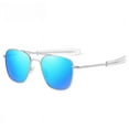 thumbnail image 3 of Design men's aviator sunglasses retro polarized HD driving sunglasses-Silver + Blue, 3 of 5