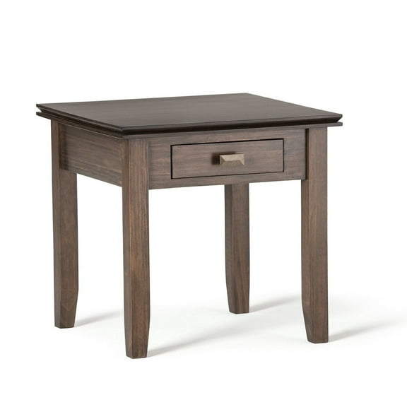 Simpli Home Artisan Wood 21" Square Transitional End Side Table in Russet Brown