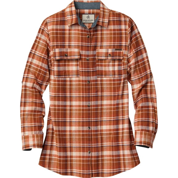 Legendary Whitetails Women's Legendary Flannel Tunic Long Sleeve Plaid Fitted Button Down Shirt
