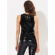 thumbnail image 4 of INSPIRE CHIC Camiseta Sin Mangas Con Chaleco Brillante Metálico Brillante Sin Mangas Para Fiesta Y Club Para Mujer Negro sólido XS, 4 of 5