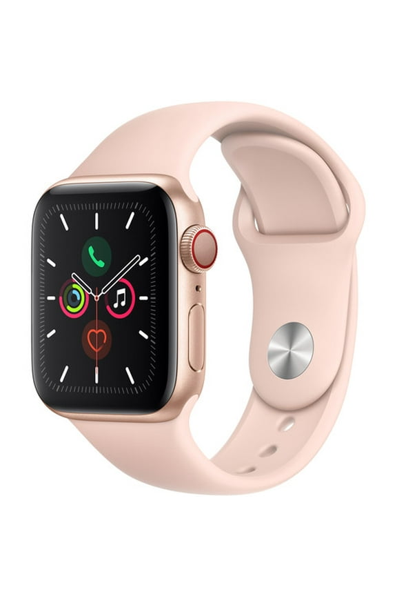 Restored Apple Watch Series 5 (GPS+Cellular, 40mm) - Gold Aluminum Case - Pink Sand Sport Band (Refurbished)