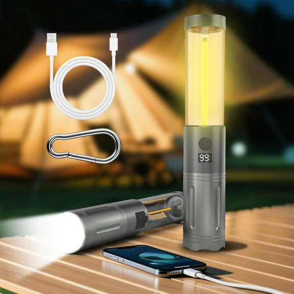 2 in 1 Rechargeable Camping Lantern, Portable Tent Light with High Brightness Flashlight