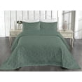 thumbnail image 2 of Ambesonne Geometric Quilted Bedspread Set 3 Pcs, Vintage Stripe Forms Art, Queen, Jade Green and Pale Khaki, 2 of 4