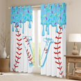 thumbnail image 2 of Manfei Cartoon Baseball Curtains and Drapes Pack of 2 (52x63 Each), Kawaii Letter VBlack Out Curtains, Light Blue V, 2 of 5