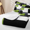 thumbnail image 4 of Castle Fairy Minimalist Offset Rectangle Block Twin Quilt Set 2 Pieces,Watercolor Mosaic Twin Coverlet Set,Olive Gray Black,1 Bedspread and 1 Pillowcase, 4 of 7