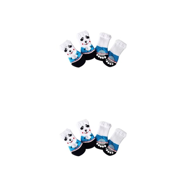 Methold 4 Uds calcetines para perros Control de tracción calzado para perros de dibujos animados Protector de pata cálido pequeño mediano Type1 NO1