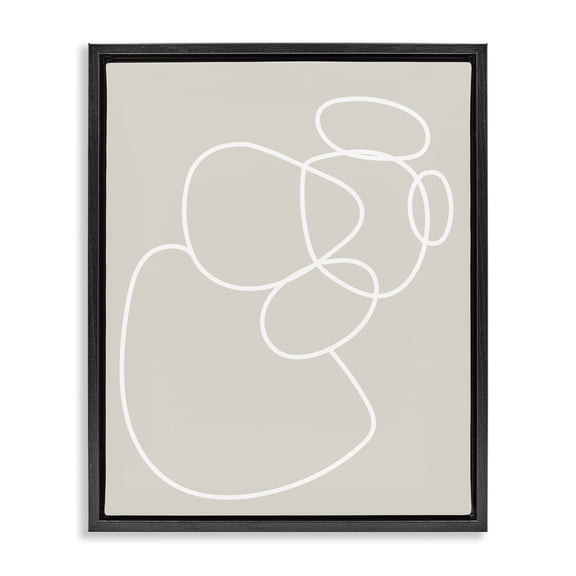 Stupell Industries Mid-Century Stacked Abstract Rocks Black Floating Frame Canvas Art, 25 x 31, by Lil' Rue