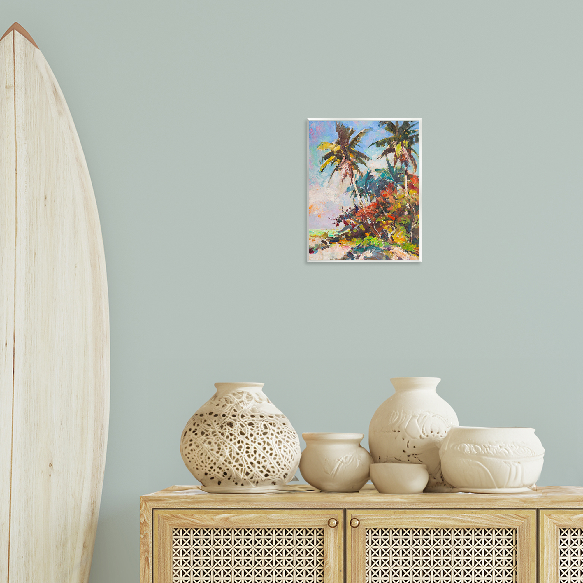 Stupell Industries Vivid Palm Nature Landscape Painting Unframed Art Print Wall Art, 11 x 14