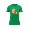 thumbnail image 2 of Playera Blusa De Capybara Comiendo Sandwich Ropa Divertida Para Mujer Capibara Color Verde Talla Grande Marca Emil SaEs, 2 of 4
