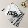 thumbnail image 4 of LUOGENLI Toddler Girl Summer Outfits 4T-5T 4th of July Toddler Girls Long Sleeve Striped Prints T Shirt Pullover Tops Bell Bottoms Pants Outfits 4th of July Outfits Girls 2T 2-3 Years, 4 of 7