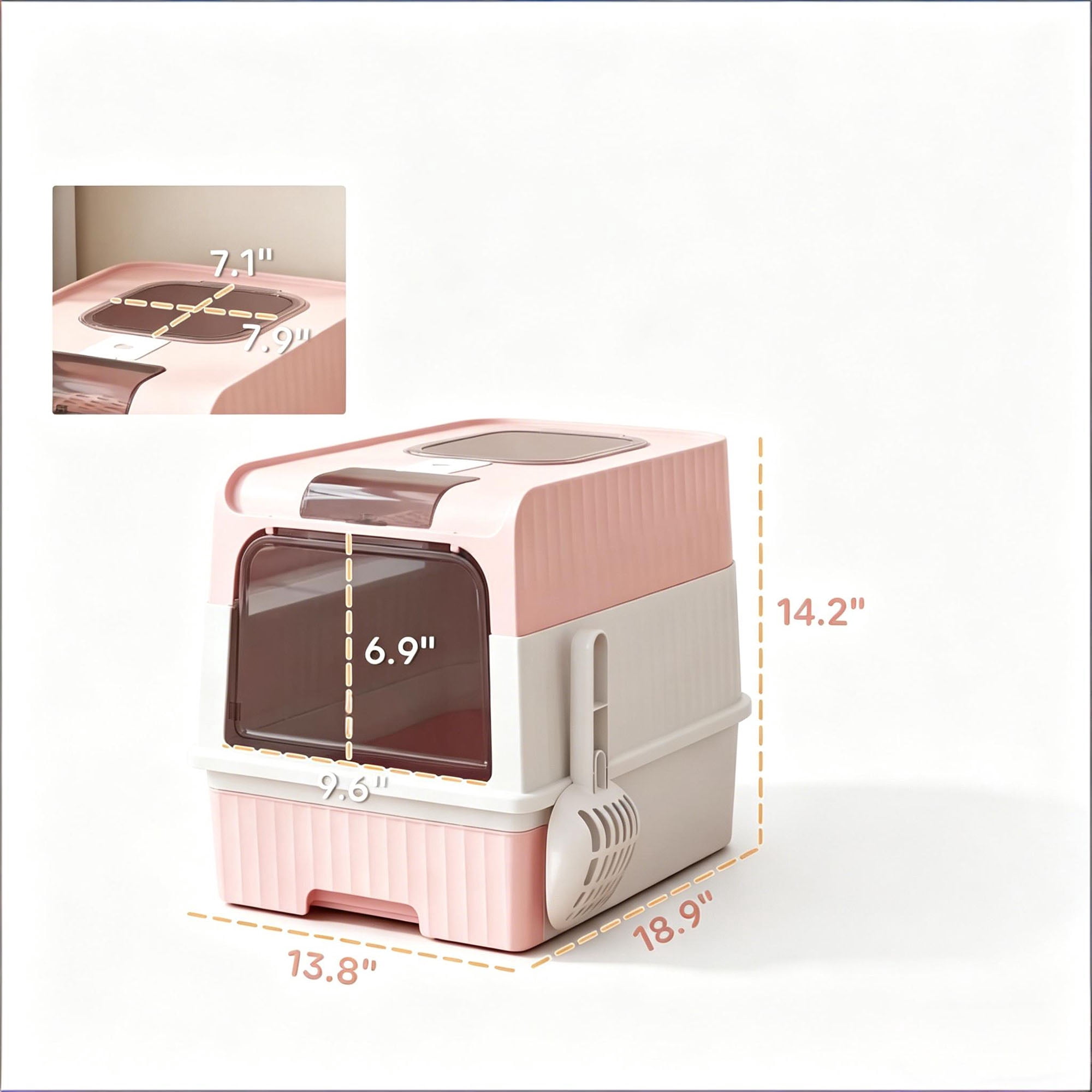CQSXDA Fully Enclosed Compact Cat Litter Box for Effortless Clean Up - Ideal Pet Litter Solution for Small Spaces