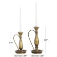 thumbnail image 3 of DecMode 2 Candle Bronze Metal Antique Style Candle Holder with Candle Plates and Handles, Set of 2, 3 of 11