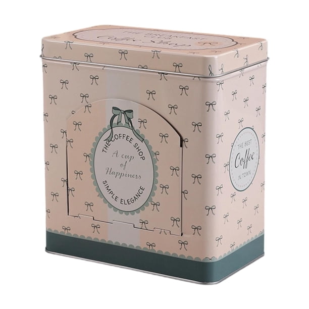 Caja metálica para café, bote de almacenamiento con apertura lateral, multiusos, estilo vintage. Estilo B