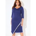 thumbnail image 2 of Catherines Women's Plus Size Asymmetrical Bell Sleeve Ponte Dress, 2 of 6