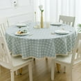 thumbnail image 3 of Round Tablecloth,Thicken Plaid Tablecloth With Lace,cotton Linen Blend Table Cover For Kitchen Dining Room Balcony Outdoor Party -Grey-200CM, 3 of 8