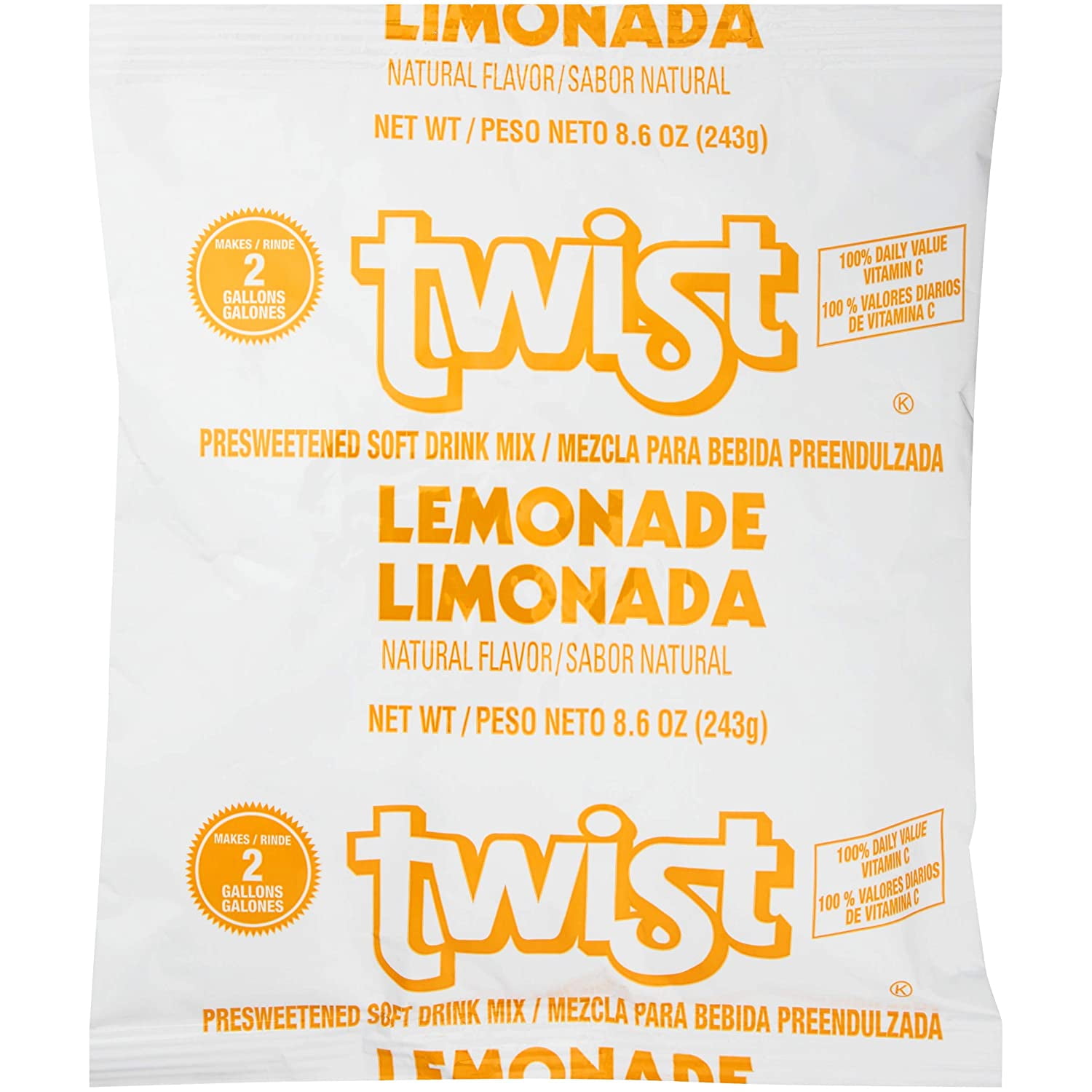 Twist Lemonade Powdered Drink Mix (8.6oz Bag, Pack of 12) - Walmart.com