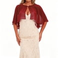 thumbnail image 2 of Evdexr 2026 Women's Shawls and Wraps for Evening Dresses Round Neck Cape Cover Up for women Pearl Button Chiffon Capelet Wine, 2 of 3
