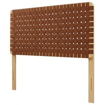 Headboard, Full Size, Brown Natural, Vegan Leather, Bedroom, Modern Contemporary HB36757