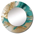 thumbnail image 2 of Designart "Turquoise Gold Liquid Marble" Abstract Marble Rund Mirror For Wall Decor - Large Gold Round Print Mirror - Round Modern Mirror - Wall Mounted Round Large Mirror - 23" x 23", 2 of 6
