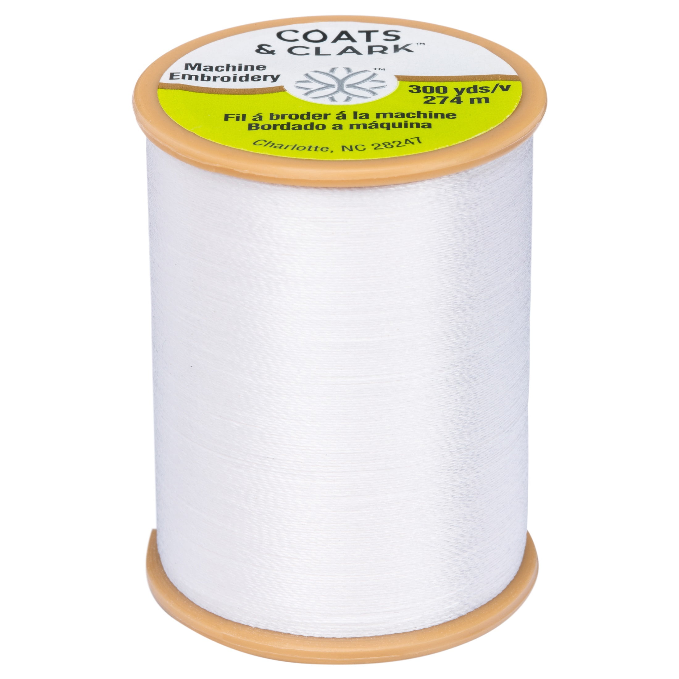 Coats & Clark Trilobal Embroidery White Polyester Thread, 300 Yards