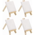 thumbnail image 1 of Xiao Hua Juego de 4 mini caballetes de madera para lienzo, caballete en blanco con lienzos, mini paneles de lienzo para pintar, mini lienzos para arte, pintura, dibujo y manualidades., 1 of 5