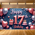 thumbnail image 5 of Balloon Decoration Happy 17th Birthday Floral Theme Party Backdrop for Teen Celebration Indoor Decoration Event, 5 of 7