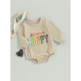 thumbnail image 4 of Bslissey 3M 6M 12M 18M Baby Girls Casual Sweatshirt Romper Beige Long Sleeve Letter Embroidery Jumpsuit Newborn Infant Loose Crew Neck Bodysuit for Spring Autumn, 4 of 9