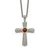 Shey Couture QTC247 Sterling Silver with 14K Gold Garnet Cross Necklace - Antiqued & Polished