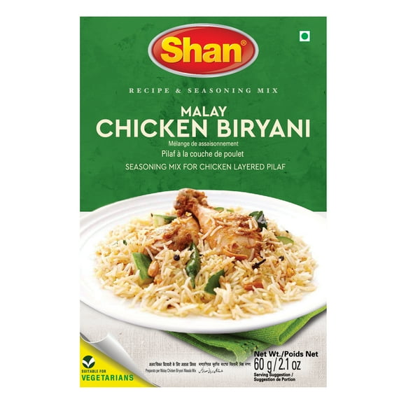 Shan Malay Chicken Biryani Seasoning Mix (60g) - Premium Spice Blend for Chicken Layered Pilaf, Turmeric & Garlic Seasoning, Authentic Indian Biryani Flavor