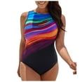 thumbnail image 2 of One Piece Swimsuit for Women Fashion Plus Size Conservative Gradient Stripe Large Beachwear Bikini Bathing Suit, 2 of 8
