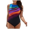 Plus Size Swimsuit For Women Women's Fashion Conservative Gradient Stripe Large Beachwear Bikini
