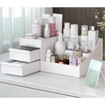 thumbnail image 6 of Makeup Organizer, Cosmetic Desk Storage Box with Drawers Skincare Organizers for Dressing Table, Countertop, Bathroom Counter, Vanity Holder for Brushes, Lotions, Lipstick, Perfume (White), 6 of 7