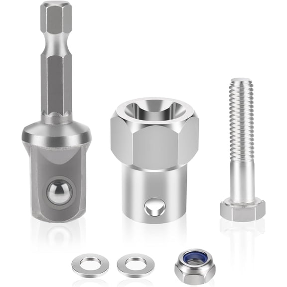 Upgraded Stainless Steel Trailer Jack Drill Adapter,Crank Handle Cordless Drill Adapter, Universal Replacement for Top Wind Trailer Jack Grips with a 1/2 Inch Socket Adapter Bit