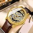 thumbnail image 2 of Binbond Reloj de Pulsera Mecánico Vintage de Esqueleto para Hombre, Acero Inoxidable, Marrón, 2 of 5