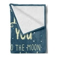 thumbnail image 2 of I Love You Soft Flannel Fleece Throw Blanket, Sleepy Cat Holding Hearts over the Moon at Night Sky, Cozy Plush for Indoor and Outdoor Use, 50" x 60", Pale Yellow Warm Taupe, by Ambesonne, 2 of 5