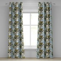Ambesonne Grommet Curtain, , 50"x84", White Soft Blue and Khaki