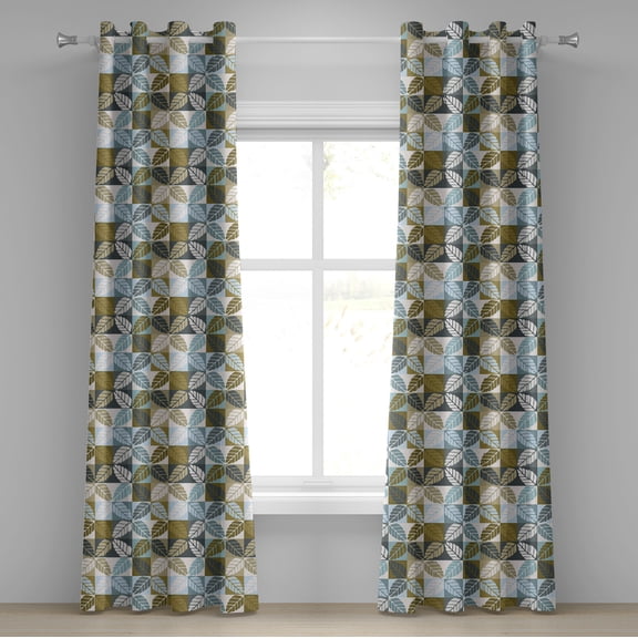 Ambesonne Grommet Curtain, , 50"x84", White Soft Blue and Khaki