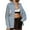 Blue, variant on IROINNID Women's Denim Jacket Long Sleeve Solid Color Turndown Lapel Outwear, Loose Pockets Sequins Jacket Denim Outwear