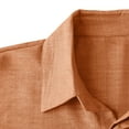 thumbnail image 5 of Cheytotty Mens Linen Blouse Button Down Short Sleeve Dress Shirt Solid Color Turndown Tee Vacation Orange Xl, 5 of 8