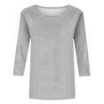 thumbnail image 4 of Cqxid525 Women's T-Shirts Women's Solid Color Round Neck Slim Seven Point Sleeve T Shirt Top M Grey, 4 of 5