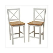 Virginia Cross-Back 24" Stool - Set of 2, White / Natural