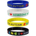 thumbnail image 3 of "I LOVE SOMEONE WITH AUTISM" Silicone Bracelets Blue, Yellow, Black and White Adult Size (4 Pack), 3 of 3