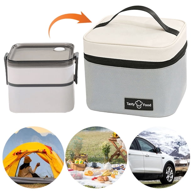 Comida Cubo Pequeño Dopamina Almuerzo Picnic Al Aire Libre Comida Aislada para Trabajadores Oficina Refrigerada para Coche (gris)