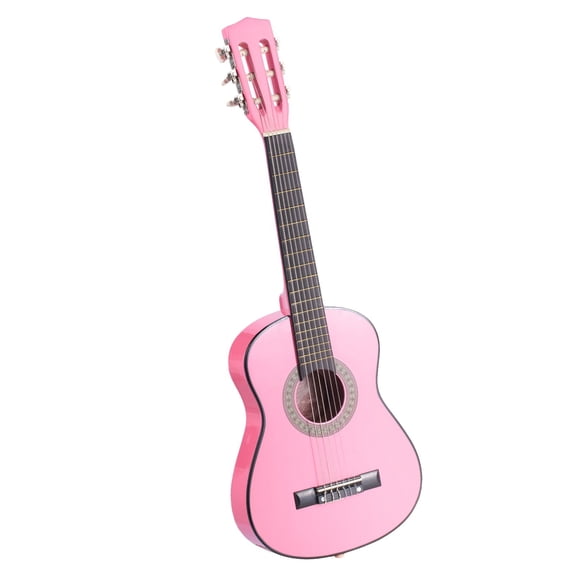 30 Inch Classical Guitar Starter Kit, Nylon Strings, Basswood, Gig Bag, Tuner, Capo, Picks, for Kids Students, Pink
